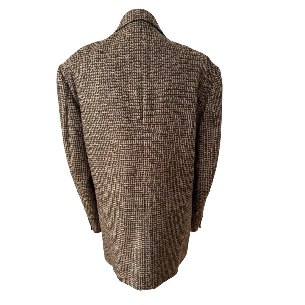 Oscar De La Renta 100% Wool Tweed Blazer Jacket Brown Houndstooth Check 42R - Picture 3 of 8